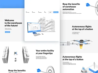 Illustrations for site "Ware" app cartoon colorful concept design drone flat illustration illustrator minimal modern realistic ui vector warehouse web website