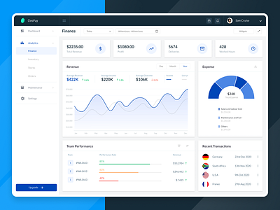 Fintech Dashboard bangalore blue blur background dashboard ui designer doughnut grapgh fintech grapg payment dashboard revenue team transaction ui design uidesign usa