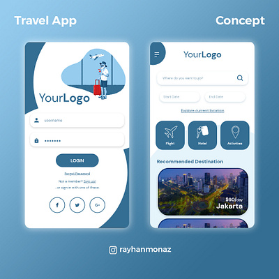 Travel App Concept app design illustration mobile travel ui ux