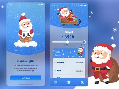 Glassmorphism - Christmas concept - choose gift christmas figma gifts glassmorphism illustration ios app design mobile app design mobile design mobile ui santa sketchapp uiuxdesign uplabs