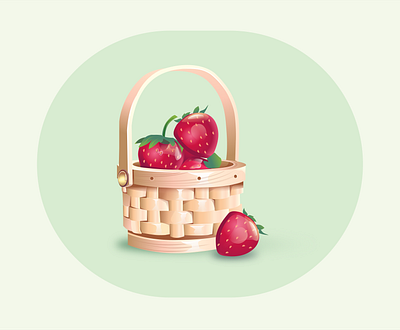 fruit basket fruit fruitbasket gradient illustration strawberry vector