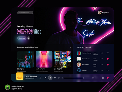 Neon Music Player app dailyui design music music player player ui uidesign user interface web webdesign website