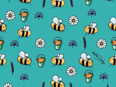 Honey Stories bees design honey honeybee illustraion pattern procreate