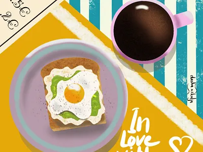 Breakfast breakfast café coffee design illustraion procreate toast