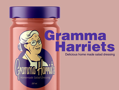 Gramma Harriet's Logo drawing grandma illustration illustrative logo salad dressing salad dressing logo sauce sauce logo