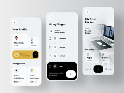 Jobwaves - Job Search Platform Mobile App concept employees employer employment hired hiring hiring platform job job application job board job listing job offer jobs mobile product design vacancies vacancy