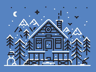 Winter holidays adobe cabin forest holiday illustration illustrator nature snow vector winter