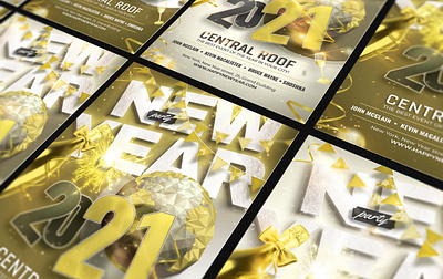 New Year Eve Party Flyer champagne christmas flyer glass gold invite new planet royal year