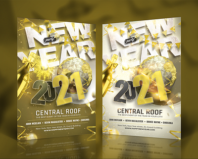 New Year Eve Party Flyer champagne christmas flyer glass gold invite new planet royal year