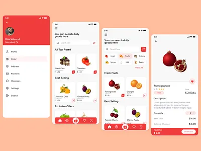 Food and Grocery Delivery App design ui vector