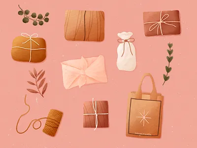 Eco-friendly gift wrap bag christmas eco bag ecology gift wrap happy happy new year kraft ny texture wrap zero waste