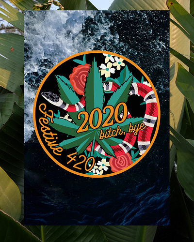 Festive 420, 2020 420 cycling drawing floral gucci leaf patch patches pot snake weed