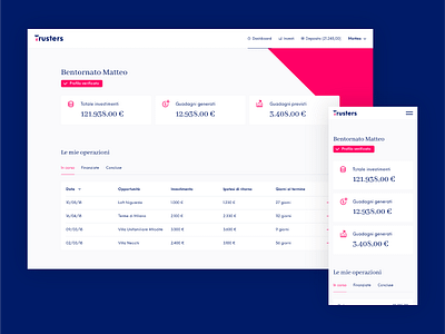 Trusters Dashboard clean crowdfunding dashboard design investment platform ui website