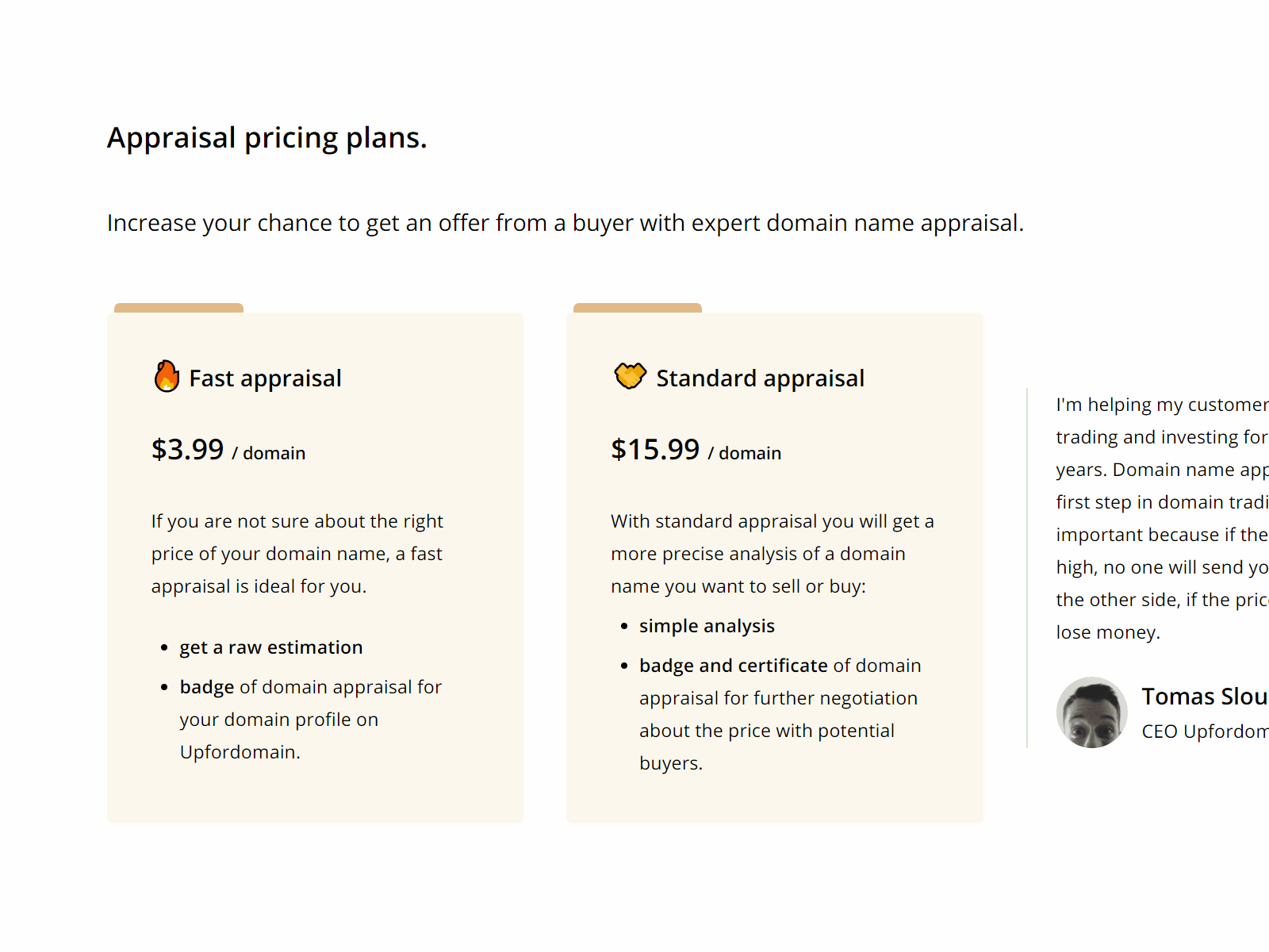Upfordomain.com pricing plans animated gif animation design minimal pricing ui