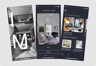 Interior Management app branding design ui ux vector