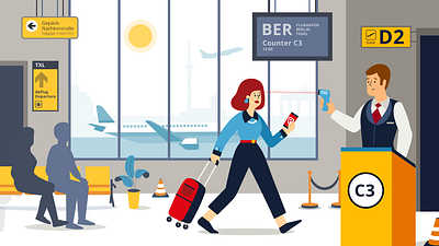 Passport Card airport business character covid19 design flight illustration vector