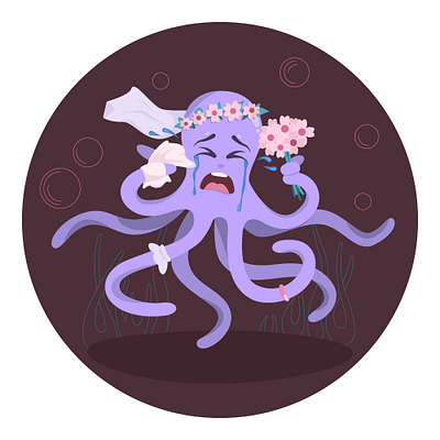 Runaway Bride illustration octopus wedding