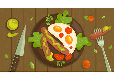 Yammy breakfast food illustration