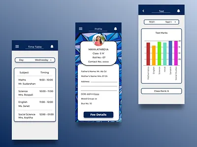 School App 2 android app android app design app attendance college figma learning app mobile app design mobile ui online profile page schedule school app test time table ui university