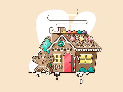 gingerbread house adobe art cartoon christmas clean color creative designer dribbble flat gingerbread house graphic graphic design illustration illustrator modern portfolio shot simple