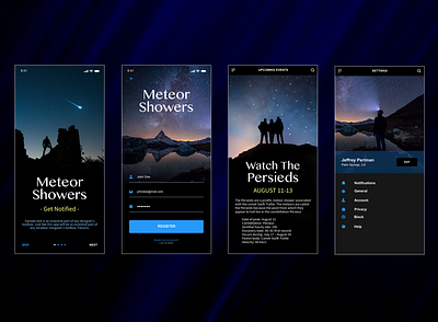 Meteor Showers App Design app design ui