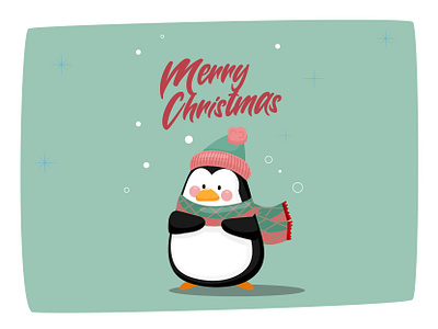 Merry Christmas art cap character christmas drawing green illustraion merry xmas merrychristmas penguin red winter xmas