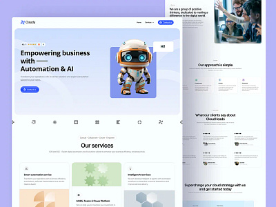 Automation & AI Services Landing Page UI for Modern AI Agency ai design ai website design automation design chatbot website design customer support website design landing page design saas design ui ui design web design web3 design