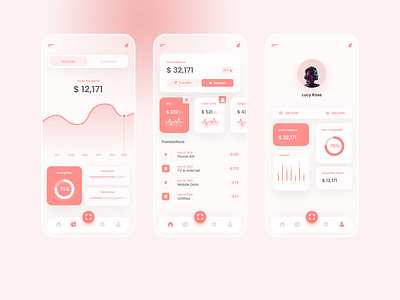 E-Wallet App Exploration chart dashboad dashboard ui finance mobile design mobile ui money profile red ui user interface
