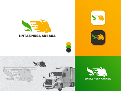 PT LINTAS NUSA AKSARA Logo Design branding car logo design green logo icon identity identity branding illustration indonesia logo logo design logos vector yellow logo