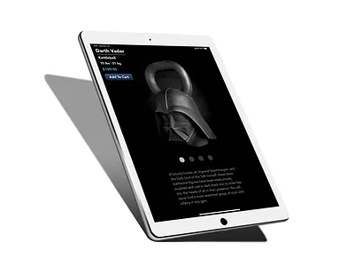 Kettlebell Ecommerce adobexd app design darth vader design ipad kettlebell mobile practice starwars typography ui