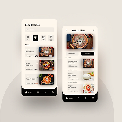 Food Recipies app design dark theme design dribble food food app recipies ui