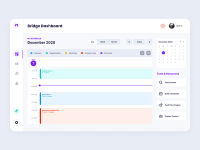 Bridge - Dashboard 2 app app design application calendar classes dashboard dashboard design design graphics interaction interface management meeting schedule tasks ui ux web web app website