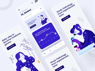 Minimal Medical Study App UI Kit app ui app uiux indian design studio indian designer indianpix medical app medical app ui medical care medical design medical illustration medical student medicine medicine cource minimal app online education online learning sanket pal