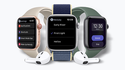 Sleep Tracking App - Wake Up Melody adobe illustrator app apple watch apple watch design branding concept design illustrator mockup sketch sleep sleep app sleep track smart watch tracking ui ux vector watch watchos