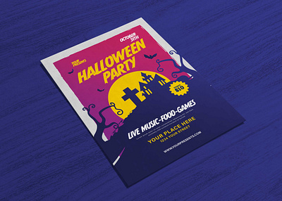 Haunted House Party Halloween Flyer 2020 design illustration latest psd psd mockup