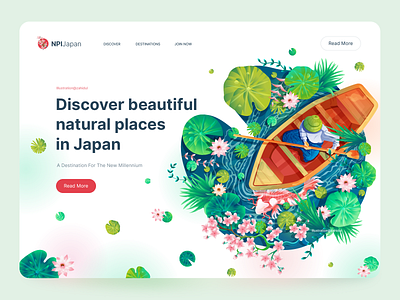 Hero image illustration, Lily pond app illustration boat hero banner hero image hero section home page illustration illustration illustration trend japan japanese landing page illustration leaf pond poster ui illustration vector art web page banner illustrtaion web page illustration web page image website illustration