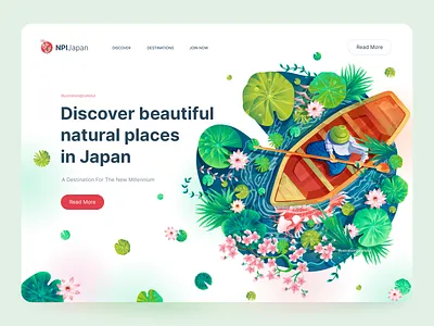 Hero image illustration, Lily pond app illustration boat hero banner hero image hero section home page illustration illustration illustration trend japan japanese landing page illustration leaf pond poster ui illustration vector art web page banner illustrtaion web page illustration web page image website illustration