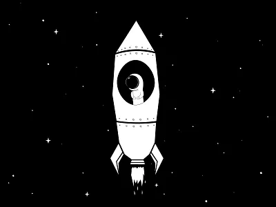 Moon shot blackandwhite flat illustration minimal vector
