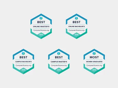 ComputerScience.org | 2016 Badges branding college computer science illustration rankings ui vector
