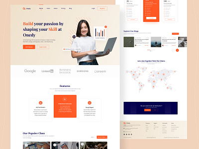 Onedy - Online Course Landing Page 📚 2020 app design dribbble figma flat minimalist shot ui web webdesign website