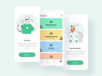 Language Learning app - Animation animation animation design app design course app dictionary app grammar app grammar ui illustration animation illustrations language app language course learn english learning app mobile interaction offline dictionary onboarding screen premium screen translation app trendy design vector animation