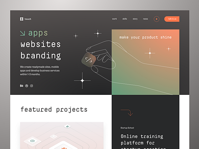 Touch studio: hero page clean clean ui concept design dribble dribble shot hero minimal studio touchflow ui uidesign ux uxdesign web website