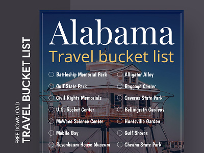 Alabama Travel Bucket List Free Google Docs Template bucket bucketlist check checklist doc docs document goals google journey list printing template to do to do list travel trip voyage wish wishlist