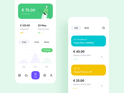 Broadband Telecom Mobile App app broadband design illustration minimal mobile money telecom ui ux