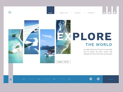 Explore world web design adobe xd black design landing tour tourism tourist travel travel app ui ui design uidesign vacation white world