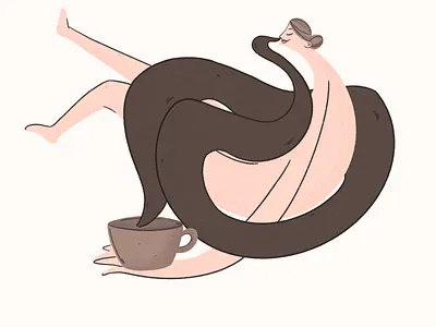 Good morning ☕️ art characterdesign coffee design digital illustration digital painting digital2d flat illustration flatdesign girl illustration minimal art morning morning coffee procreate art scent spot illustration