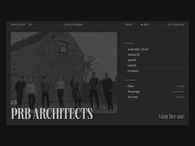 Sam Goddard — Portfolio #2 adobe xd contrast design developer editorial folio grid layout monochromatic portfolio type typography ui ux web design website