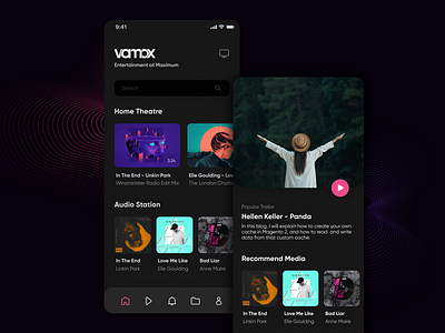 Entertainment App - Dark Theme app dark mode dark ui entertainment figma minimal mobile ui music player netflix portal app ui uidesign video app