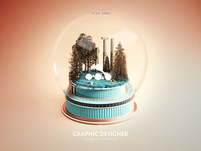 Snow globe 3d c4d cinema cinema4d design fashion gold octane photoshop retro snow globe