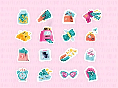 Passion Planner Sticker Pack 2/3 atm bills budget cash finance illustration money procreate savings sticker vector